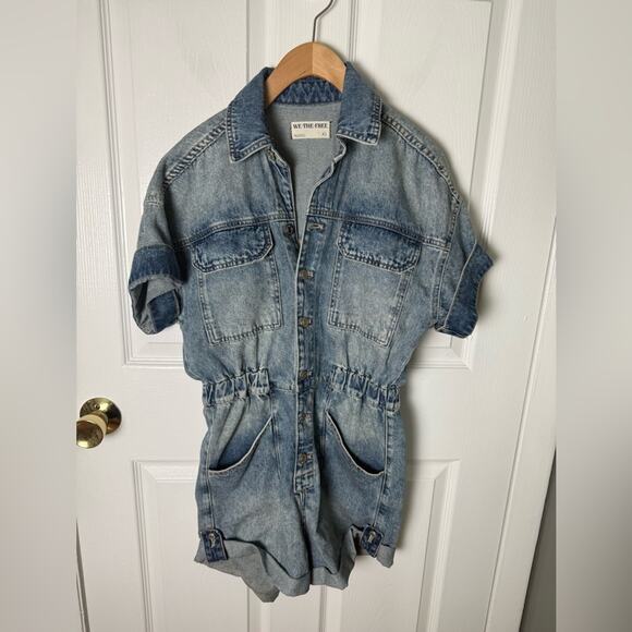 Free People Marci Cuffed Shortalls XS - Picture 3 of 9